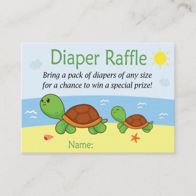 Turtle Diaper Raffle Tickets (Front)