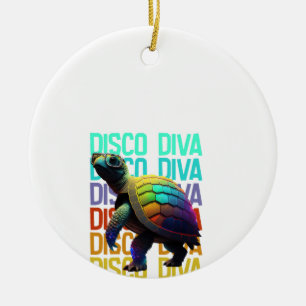 Turtle Disco Diva Ceramic Ornament