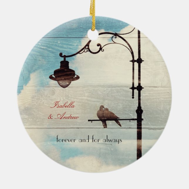 Turtle Doves - love and faithfulness Ceramic Tree Decoration (Back)