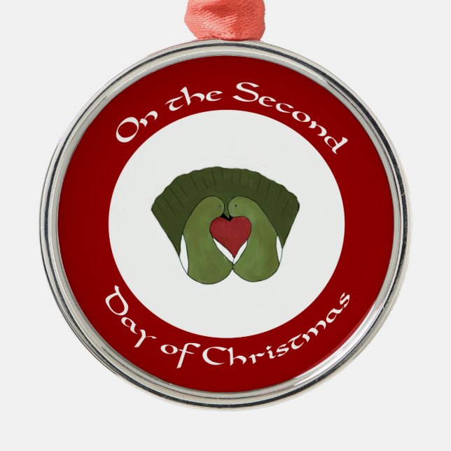 Turtle Doves Second Day of Christmas Ornament (Front)