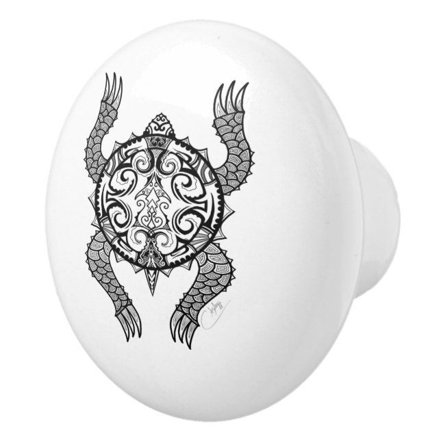 Turtle Drawing Ceramic Knob (Right)