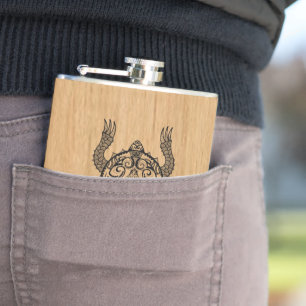 Turtle Drawing Hip Flask