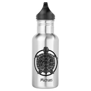 Turtle Drawing - Wildlife Circle Series 532 Ml Water Bottle