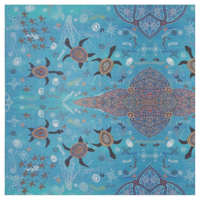 Turtle Dreaming Aboriginal Design Fabric (Close Up)