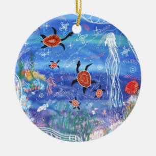 Turtle Dreaming Ceramic Tree Decoration