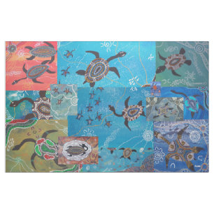 Turtle Dreaming Collage Aboriginal Fabric