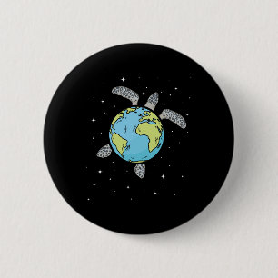 Turtle Earth Sea Turtle Earth Day Turtle Planet  6 Cm Round Badge