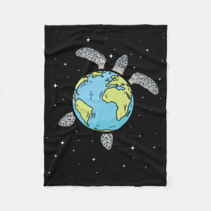 Turtle Earth Sea Turtle Earth Day Turtle Planet Fleece Blanket