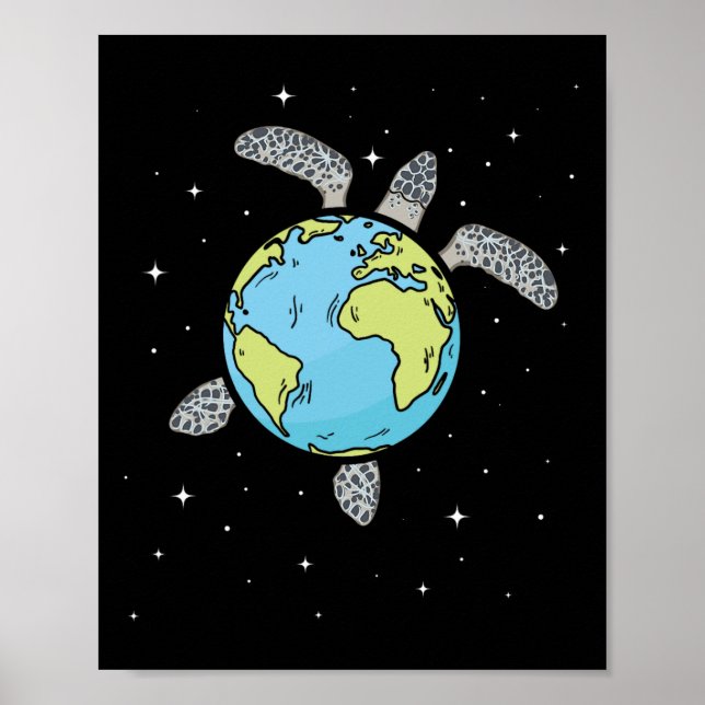 Turtle Earth Sea Turtle Earth Day Turtle Planet  Poster (Front)