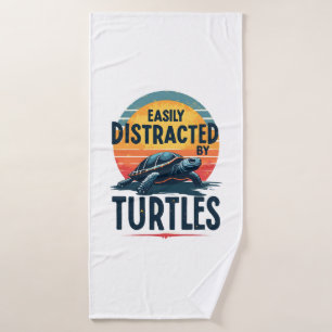 Turtle Easily Distracted By Turtles Sea Vintage Ki Bath Towel