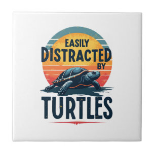 Turtle Easily Distracted By Turtles Sea Vintage Ki Ceramic Tile