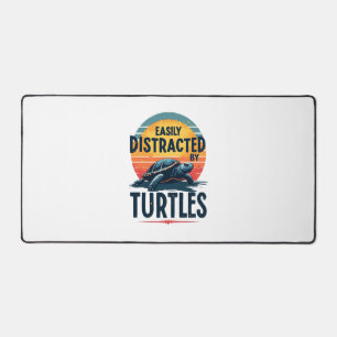 Turtle Easily Distracted By Turtles Sea Vintage Ki Desk Mat