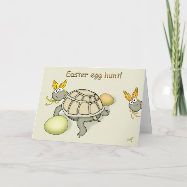 Turtle Easter Bunny with Eggs Invitation Card (Front)
