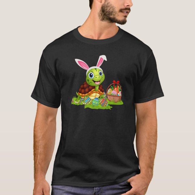 Turtle Easter Egg Hunting Bunny Turtle Easter Sund T-Shirt (Front)