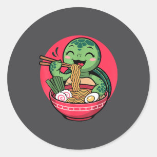 Turtle Eating Ramen Kawaii Turtle Japanese Kawaii  Classic Round Sticker