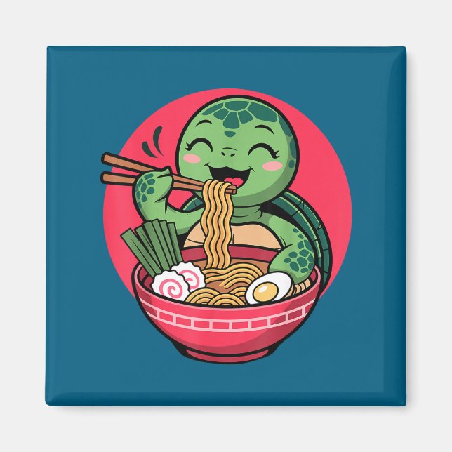 Turtle Eating Ramen Kawaii Turtle Japanese Kawaii  Magnet (Front)