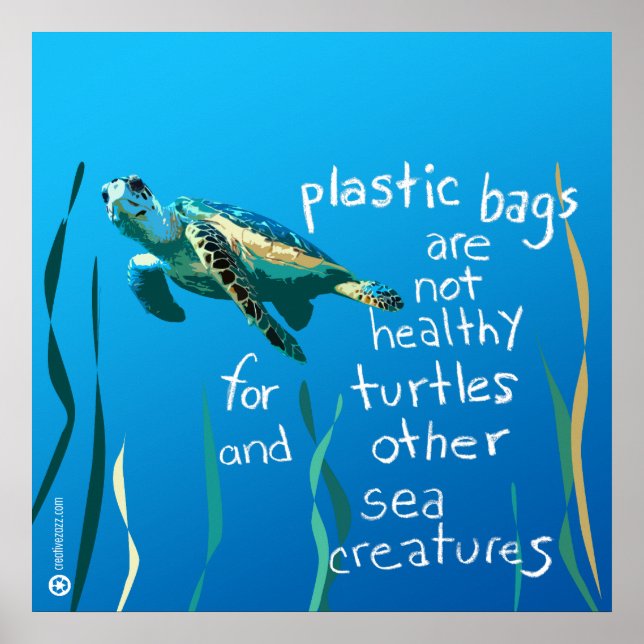 Turtle Eco Poster (Plastic bags are not healthy) (Front)