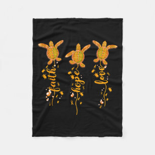 Turtle Faith Hope Love Orange Ribbon Ms Awareness Fleece Blanket