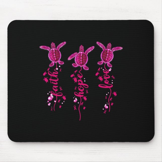 Turtle Faith Hope Love Pink Ribbon Breast Cancer A Mouse Pad (Front)