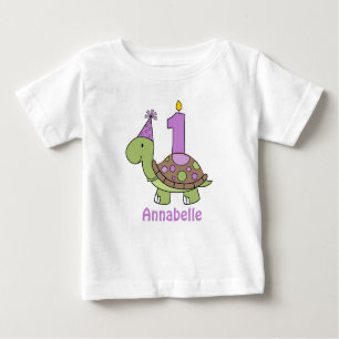 Turtle First Birthday Tshirt purple Personalised