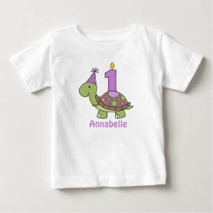 Turtle First Birthday Tshirt purple Personalized