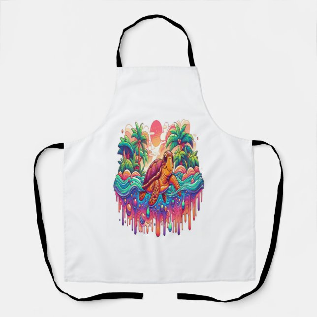 Turtle Floats in Liquid Garden. Apron (Front)