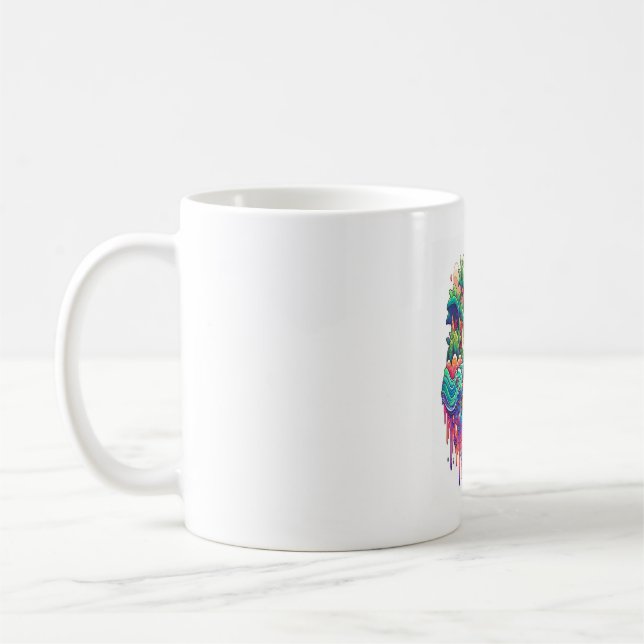 Turtle Floats in Liquid Garden. Coffee Mug (Left)