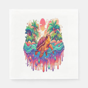 Turtle Floats in Liquid Garden. Napkin