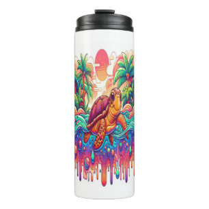 Turtle Floats in Liquid Garden. Thermal Tumbler