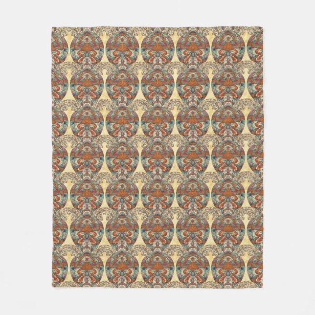 Turtle Floral Pattern Fleece Blanket (Front)