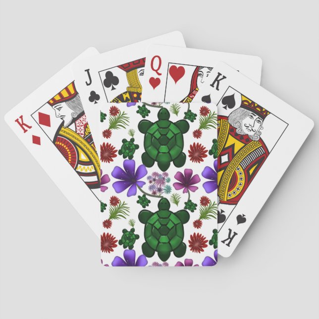 Turtle floral pattern  playing cards (Back)