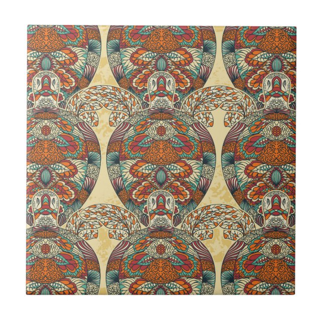 Turtle Floral Pattern Tile (Front)