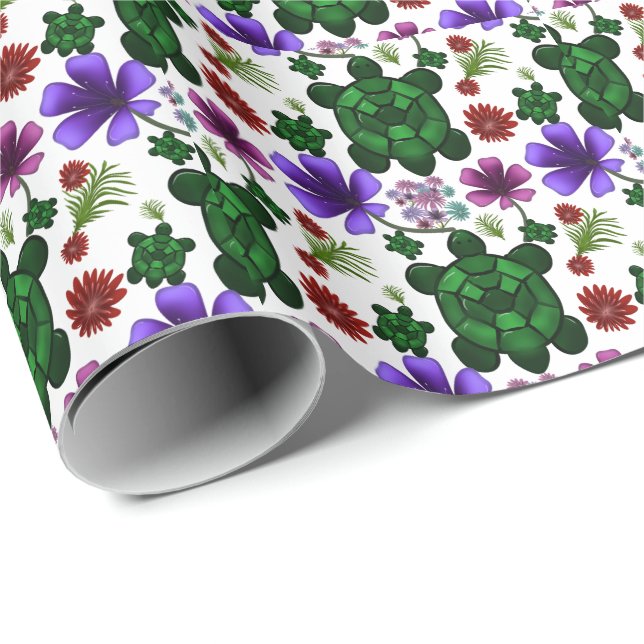 Turtle floral pattern  wrapping paper (Roll Corner)