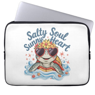 Turtle Floral Summer Beach Laptop Sleeve