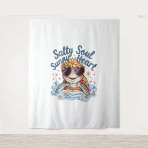 Turtle Floral Summer Beach Tapestry