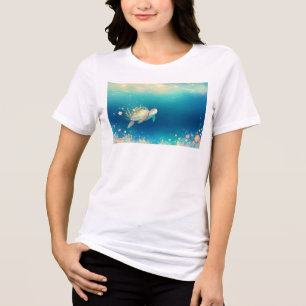 Turtle Floral Wonderland Under the Sea Tri-Blend Shirt