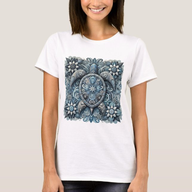 Turtle Flowers - white T-Shirt (Front)