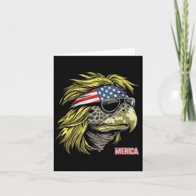 Turtle - Funny 4th of July American Flag Card (Front)