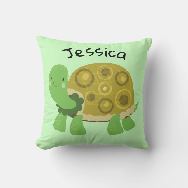 Turtle Gender Neutral Personalised Nursery Decor Cushion (Front)