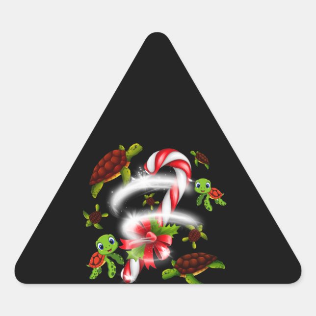 Turtle  Gift | Turtle Candy Sweet Christmas Triangle Sticker (Front)