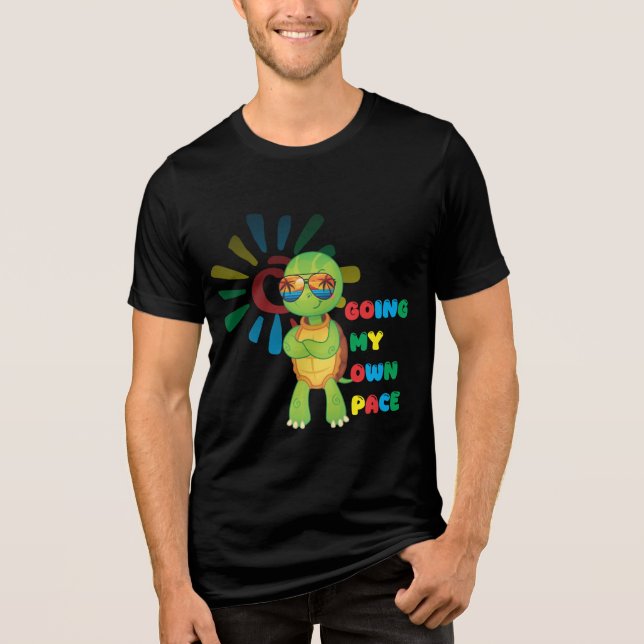 Turtle going at his own pace Tri-Blend shirt (Front)