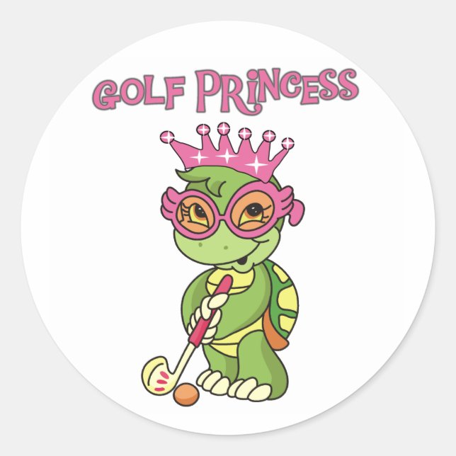 Turtle Golf Princess Classic Round Sticker (Front)