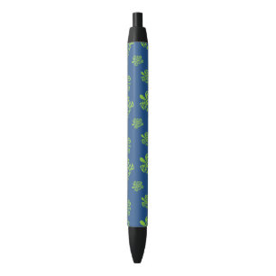 Turtle Green and Blue Graphic Black Ink Pen