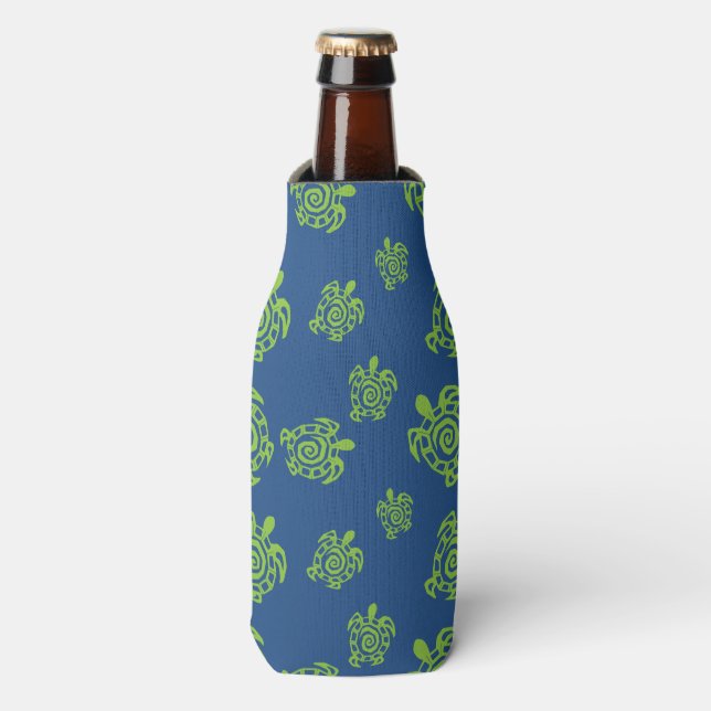 Turtle Green and Blue Party Stuff Bottle Cooler (Bottle Front)