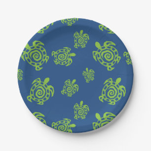 Turtle Green and Blue Party Stuff Paper Plate