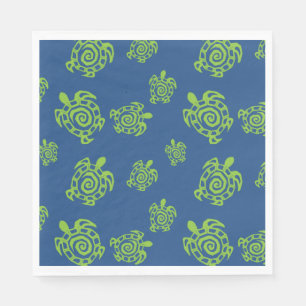 Turtle Green on Blue Napkin