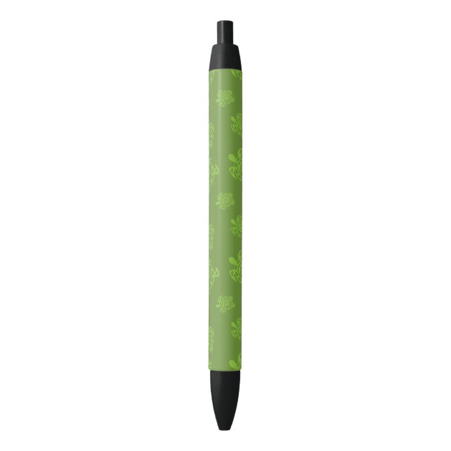 Turtle Green Print Black Ink Pen (Front Vertical)
