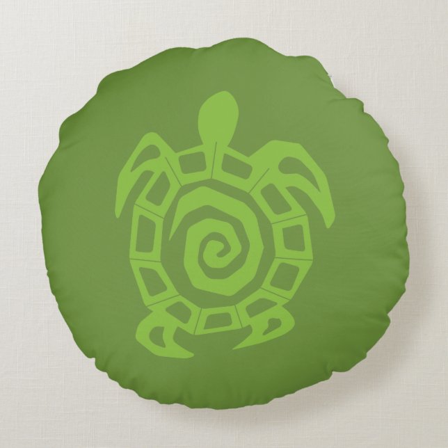 Turtle Green Print Round Cushion (Back)