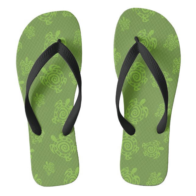 Turtle Green Print Thongs (Footbed)
