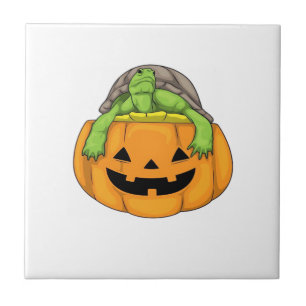 Turtle Halloween Pumpkin Classic T-Shirt_1 Ceramic Tile